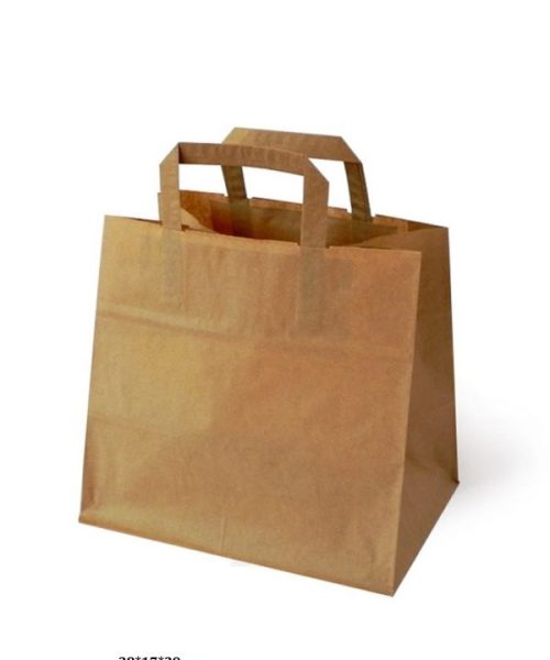 Pack 250 Bolsas PAPEL KRAFT - Asa Plana 80grs / Medidas 28x17x29cm