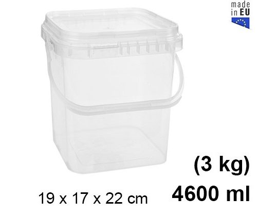Pack 12 Envases Multiusos Cuadrado 4600ml (3kg) / Medidas 19x17x22cm