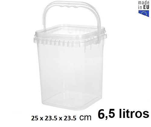 Pack 12 Envases Multiusos Cuadrados 6500cc 6.5L / Medidas 25x23.5x23.5cm