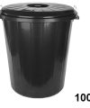 Pack 6 Cubos Basura Negro c/tapa 100 litros