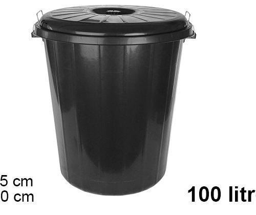 Pack 6 Cubos Basura Negro c/tapa 100 litros