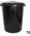 Cubos Basura Negro c/tapa 70Litros