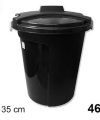 Pack 6 Cubos Plástico Basura heidrun c/ Tapa Negro 46 litros / Medidas 55x44x35cm