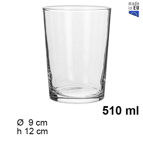 Pack 12 Vasos Cristal Sidra Maxi 510ml / Medidas 12x9cm