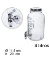 Pack 6 Botes Cristal Dispensador Bebidas c/Grifo 4 L / Medidas 14.5x14.5x29cm