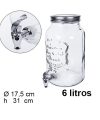 Pack 6 Bote Cristal Dispensador Bebidas c/ Grifo 6L / Medida 17.5x17.5x31cm
