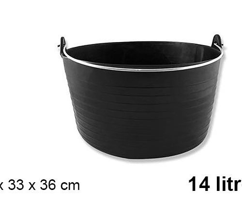 Pack 12 Capazos polietileno con asa hierro 14 litros 22x33x36cm