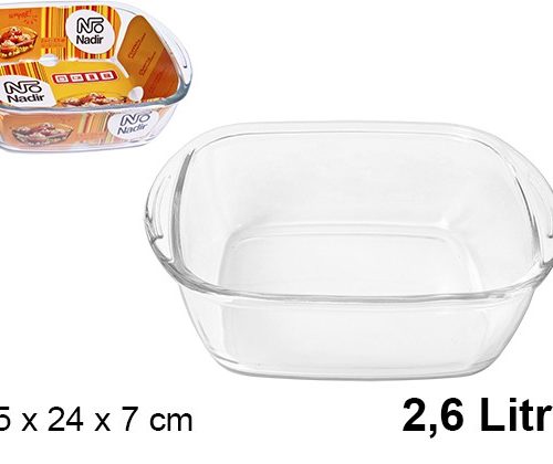 Pack 6 Fuentes Cristal Cuadrada Grande 2,6L / Medida 26,5x24x7cm