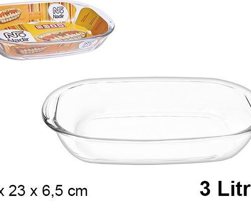 Pack 6 Fuentes cristal rectangular grande 3l / Medidas 36X23X6.5cm