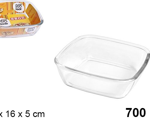 Pack 12 Fuentes Cristal Cuadrada 700ml /Medida 16x16x5cm