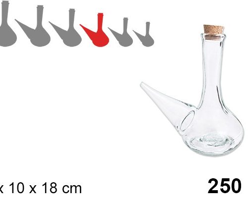 Pack 6 Porrones  Cristal Rustico tapón corcho 250ml  / Medida 18x14x9.5cm