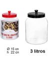 Pack 6 Botes Cristal Tapa negra/roja 3L / Medida 22x15x15cm