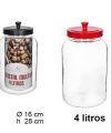 Pack 6 Botes Cristal Tapa negra/roja 4 L / Medida 28x16x16cm