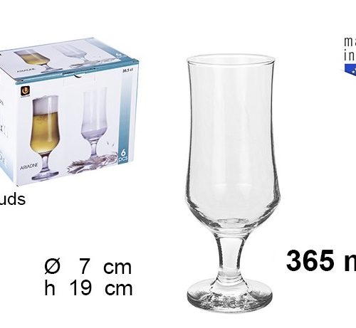 Pack 24 Copas Cristal Beer &Coctail Ariadne 365ml /Medida 19x7cm