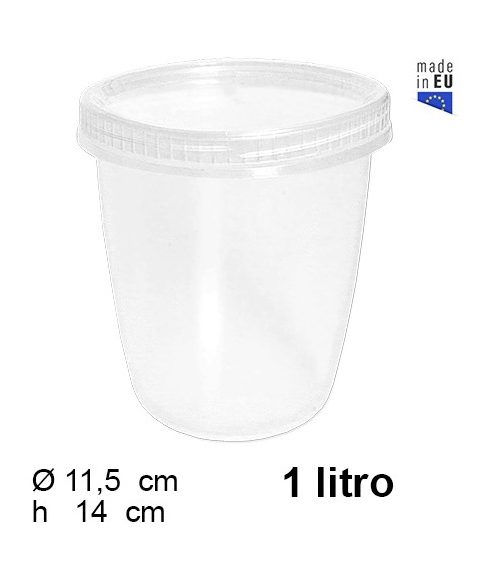 Pack 6 Envases Tarrina Plast.1l. c/rosca /Medida 14X11.5X11.5cm