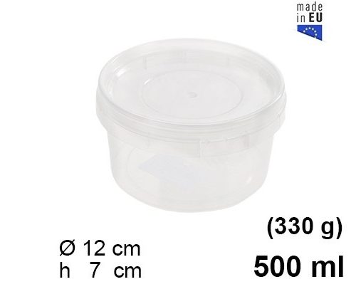 Pack 12 Envases Multiuso 500cc (0.33kg) sin asa /Medida 12x12x7cm