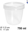 Pack 12 Envases Tarrina Plast. 750cc. c/rosca / Medida 11.5x11cm