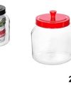 Pack 6 Botes Cristal Tapa Negra & Roja 2 l. / Medidas 18x15x15cm