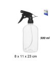 Pack 18 Botellas Plástico Ovalada PET c/pulverizador Negro 500ml / Medidas 8x11x23cm