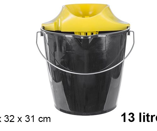 Pack 12 Cubos Plástico c/escurridor Asa hierro 13 Litros