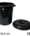 Pack 10 Cubos Plástico Basura c/ Tapa Color Negro 15 litros / Medidas 33x30x34.5cm