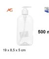 Pack 18 Botellas Plástico c/dosificador Ovalada 500ml / Medida19x8.5x5cm