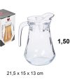 Pack 12 Jarras Cristal c/ Tapa 1.50 litros / Medidas 21,5x15x13cm