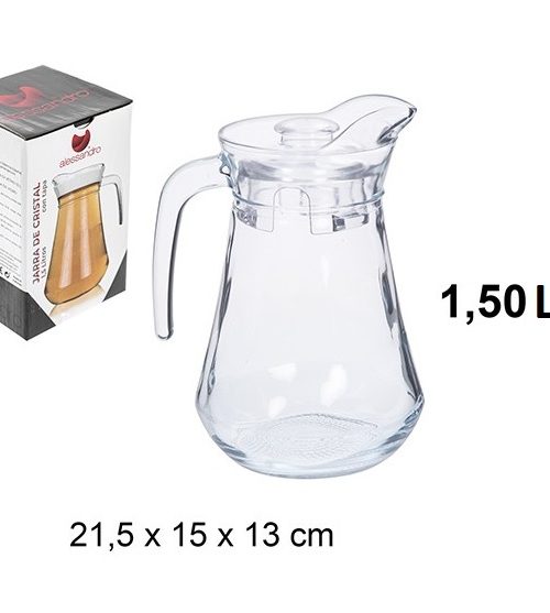 Pack 12 Jarras Cristal c/ Tapa 1.50 litros / Medidas 21,5x15x13cm