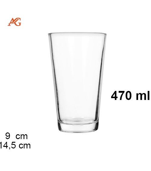 Pack 24 Vasos Cristal Mod Cónico 470ml / Medidas 14.5x9x9cm