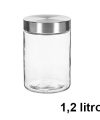 Pack 12 Botes  Cristal Tapa Metal 1.20 litros / Medidas 17x11x11cm