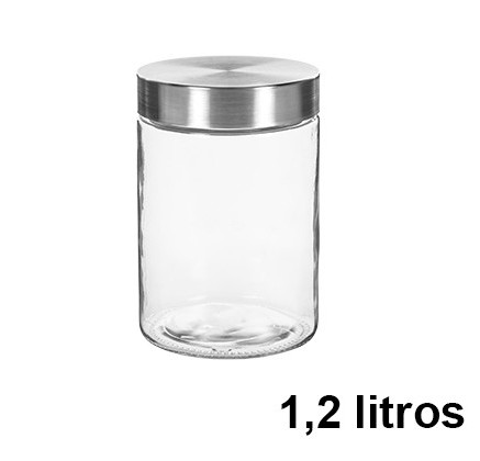 Pack 12 Botes Cristal Tapa Metal 1.20 litros / Medidas 17x11x11cm