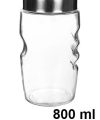 Pack 6 Botes Cristal Tapa Acero 800ml / Medidas 17x10x10cm