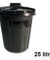 Pack 10 Cubos Plástico Basura Negro 25 litros / Medidas 38x38x45cm