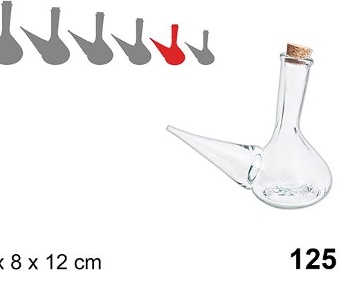 Pack 12 Porrones Cristal Tapón Corcho 125ml / Medidas  15x8x12cm