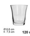 Pack 72 Vasos Cristal Mod Café & Cortado & Bombón120ml / Medidas 7.5x6.6x6.6cm