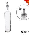 Pack 6 Aceiteras & Vinajeras Cristal Redonda Tapón Acero Antigoteo 500ml / Medidas 30x6,5cm