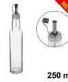 Pack 12 Aceiters & Vinajera Cristal Redonda Tapón Acero Antigoteo 250ml / Medidas 26x5cm
