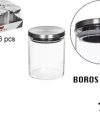 Pack 6 Botes Borosilicato c/tapa Acero 700ml / Medidas 13x10xm