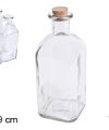 Pack 12 Botellas Cristal Frasca Natural c/Tapón Corcho 1L / Medidas 9x9x23cm