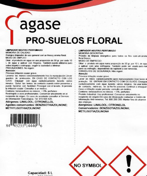 Pack 4 Garrafas 5 L / PRO- SUELOS FLORAL /  Fregasuelos Altamente Perfumado Fragancia Floral - Imagen 2