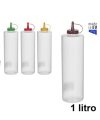 Pack 12 Botes  Salsa 1L Plastico  Transparente c/Tapa Colores Surtidos /Medidas 26,5x7,5cm