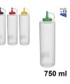 Pack 12 Botes Salsa 750ml Plastico Transparente c/Tapa Color Surtidos /Medidas 25x7cm