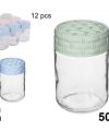 Pack 12 Botes Cristal 500ml c/Tapa Rattan Colores Pastel /Medidas 8x12x12cm