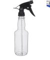 Pack 12 Botellas Plástico Redonda Transp. c/Pulverizador Negro.350ml.