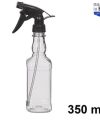 Pack 12 Botellas Plástico Cuadrada Transp. c/pulverizador Negro. 350ml