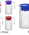 Pack 24 Jarras Cristal Refrescos c/ Tapa Colores Surtidas 600ml / Medidas 8.5x12x16cm