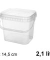 Pack 12 Envases Multiusos / Plástic Mod Cuad.2100cc ( 2.1L ) / Medidas 15x18x14cm
