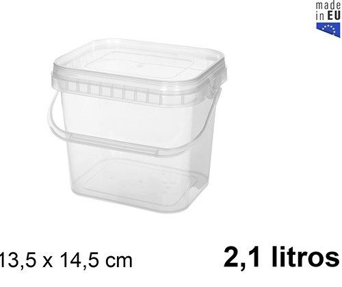 Pack 12 Envases Multiusos / Plástic Mod Cuad.2100cc ( 2.1L ) / Medidas 15x18x14cm
