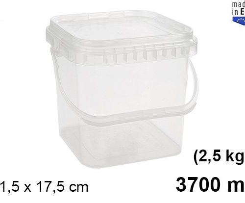 Pack 12 Envases Multiusos Plástic Mod Cuad. 3700cc (2.5kgs) / Medidas 18x21.5x17.5cm