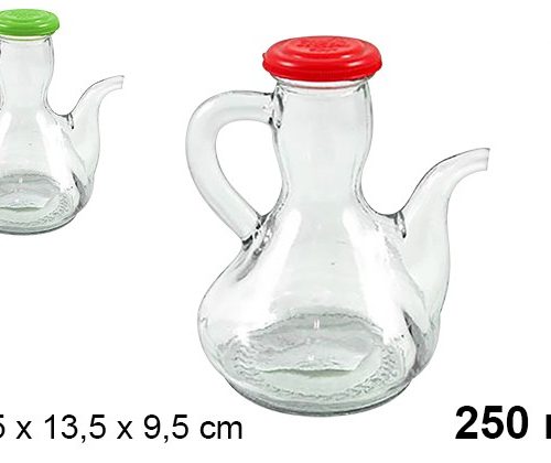 Pack 6 Aceiteras & Arcuza 1/4 L c/Tapón Plást. Surt/ Medidas 11.5x13.5x9.5cm